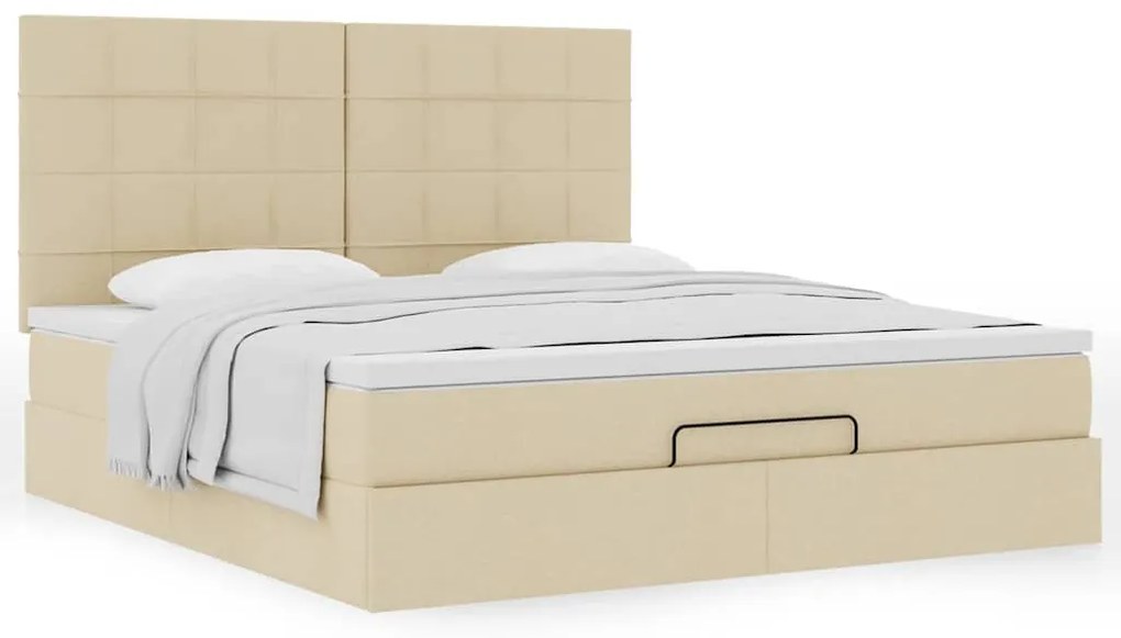 Estrutura de cama otomana com creme de colchão 180x200cm tecido