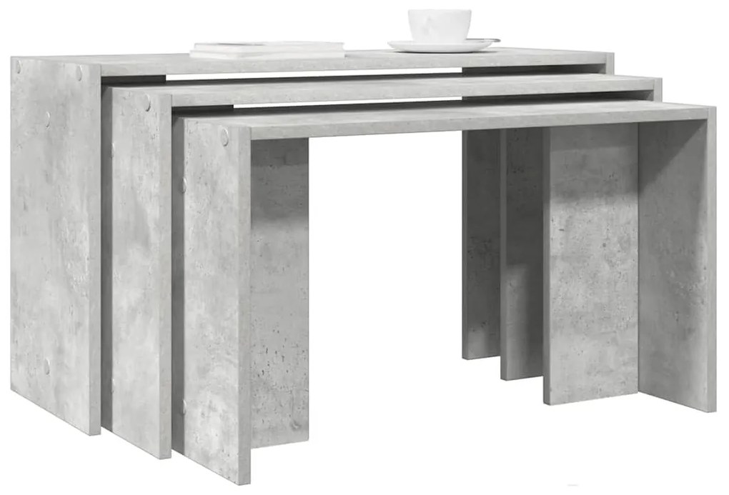 vidaXL Mesas de encastrar 3 pcs derivados de madeira cinzento cimento