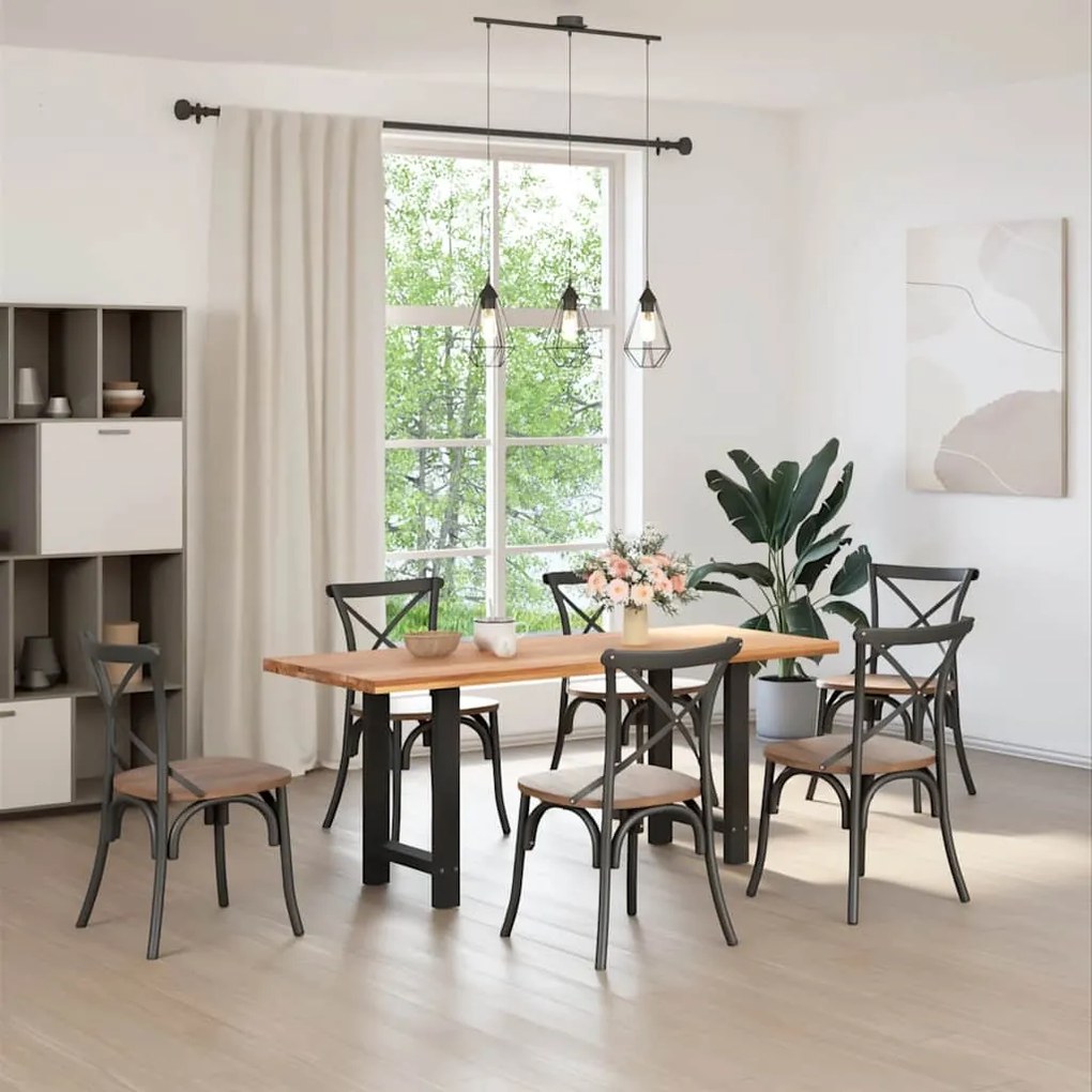 Pés para mesa de jantar pretos 2 peças 60x(72-73) cm aço