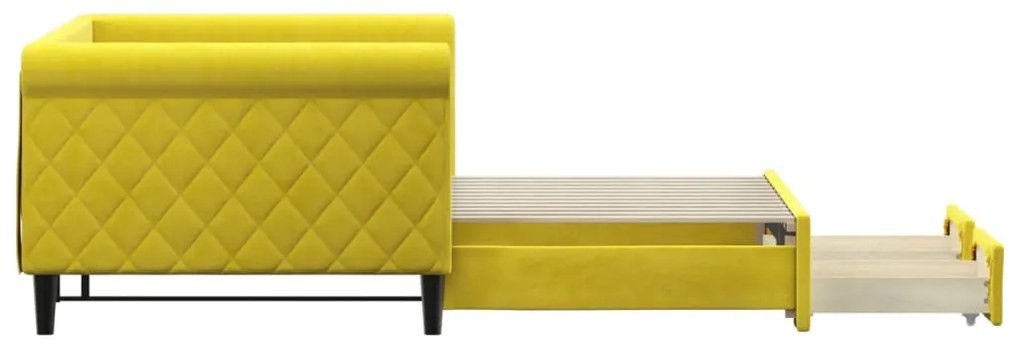 Sofá-cama com gavetão e gavetas 90x200 cm veludo amarelo