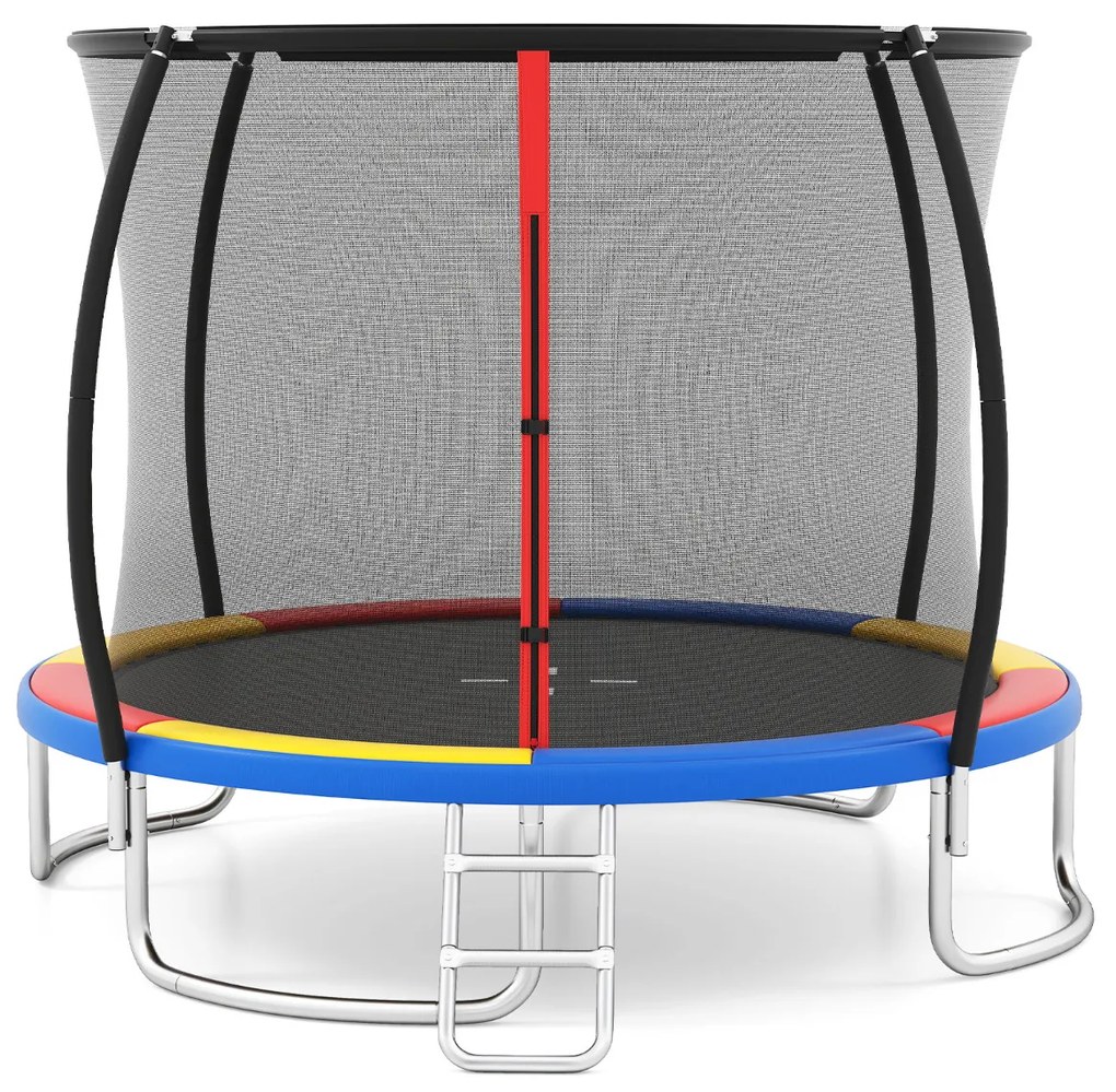 Trampolim exterior Ø305 cm com escada redondo com rede de segurança, cobertura de borda e estrutura metálica Multicolor