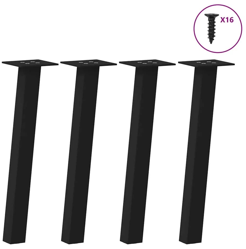 vidaXL Pés para mesa de centro 4 peças, preto, 42 cm, aço