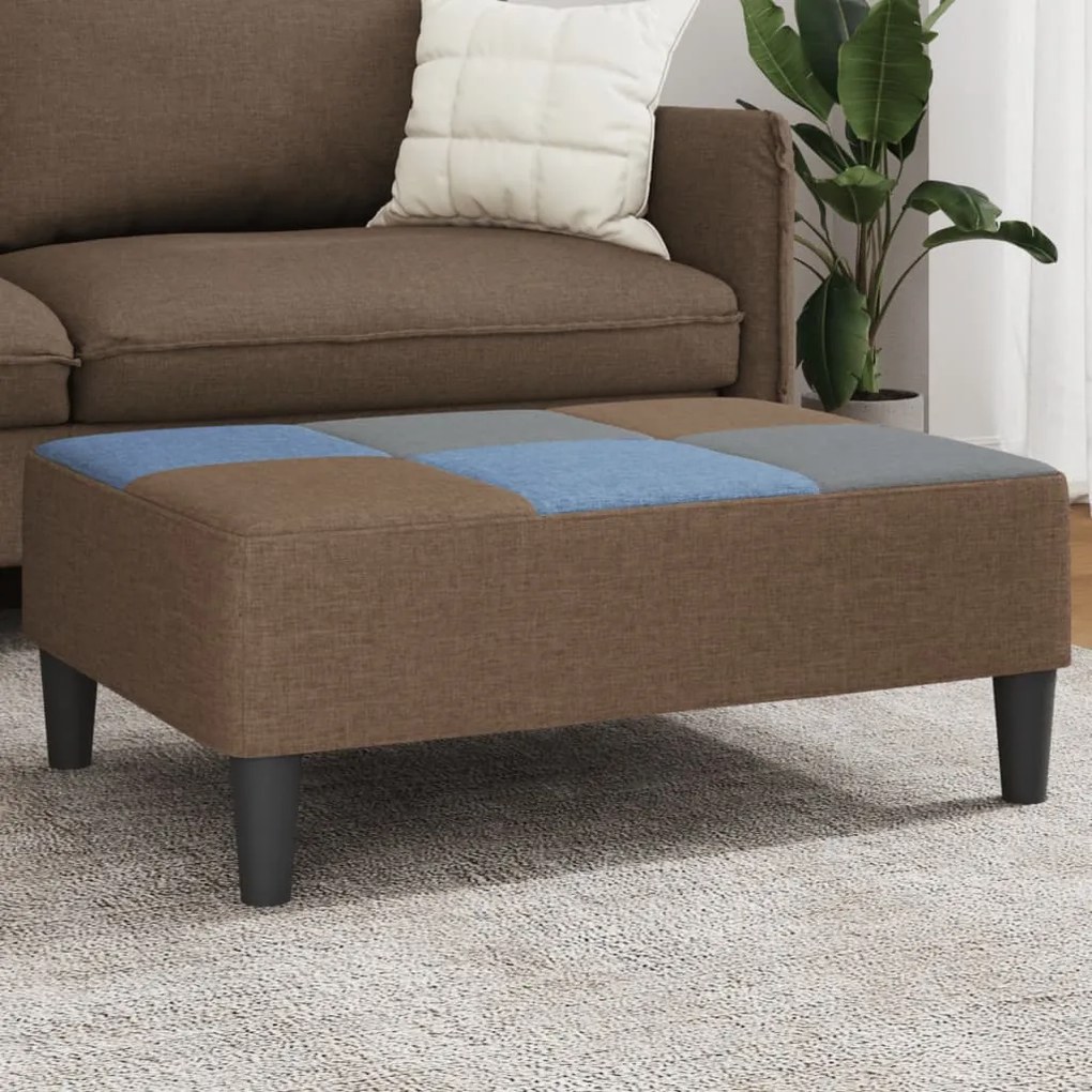 vidaXL Apoio de pés 77x55x31 cm retalhos de tecido