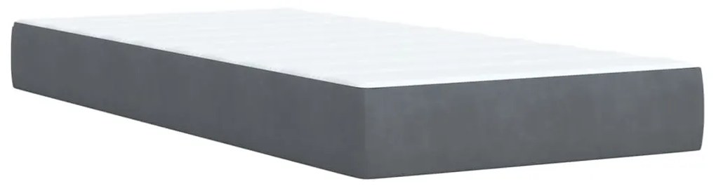 Cama box spring com colchão solteiro veludo cinzento-escuro