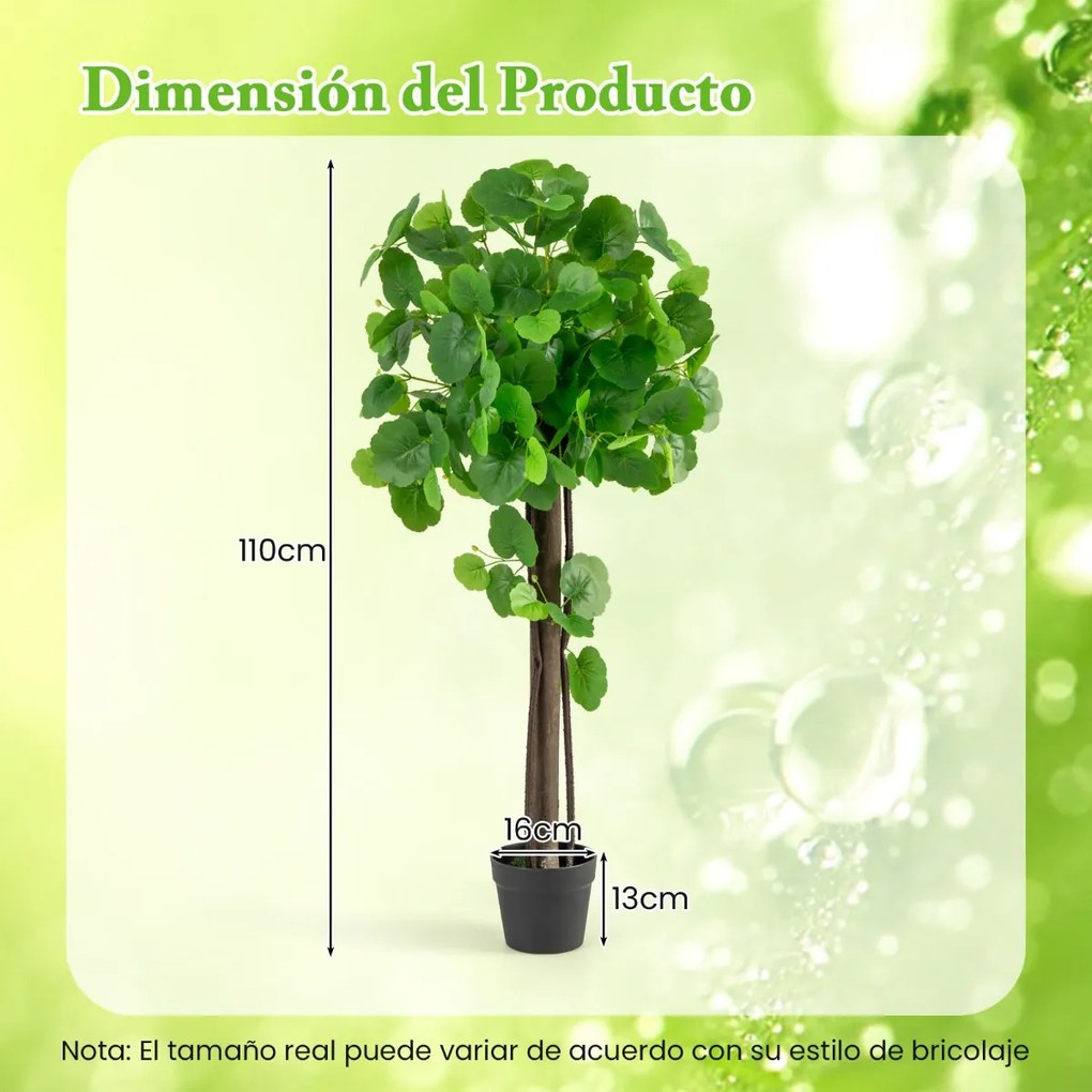 Árvore de cidreira artificial 110 CM em vaso com tronco de madeira real Ramos ajustáveis Planta de chão Decoração de interiores Verde