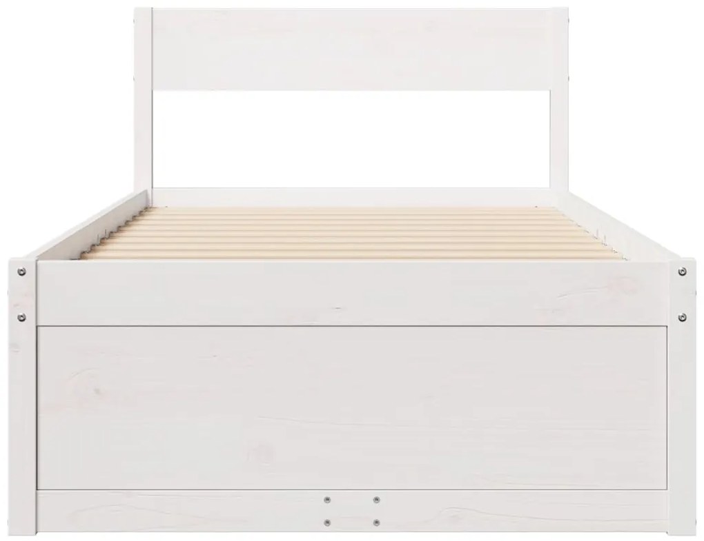Cama sem colchão 75x190 cm madeira de pinho maciça branco