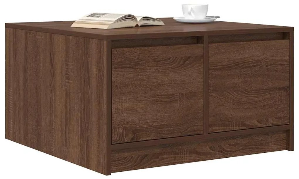 Mesa de centro com gavetas 70,5x70x40 cm carvalho castanho