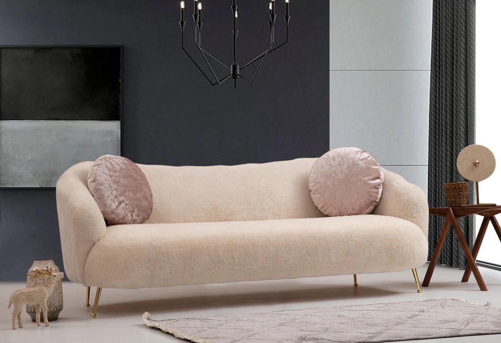 Sofá de 3 Lugares Istiridye – Bege – 215x90x80 cm