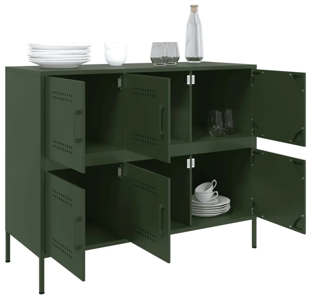 Aparador 100,5x39x79 cm aço verde-azeitona