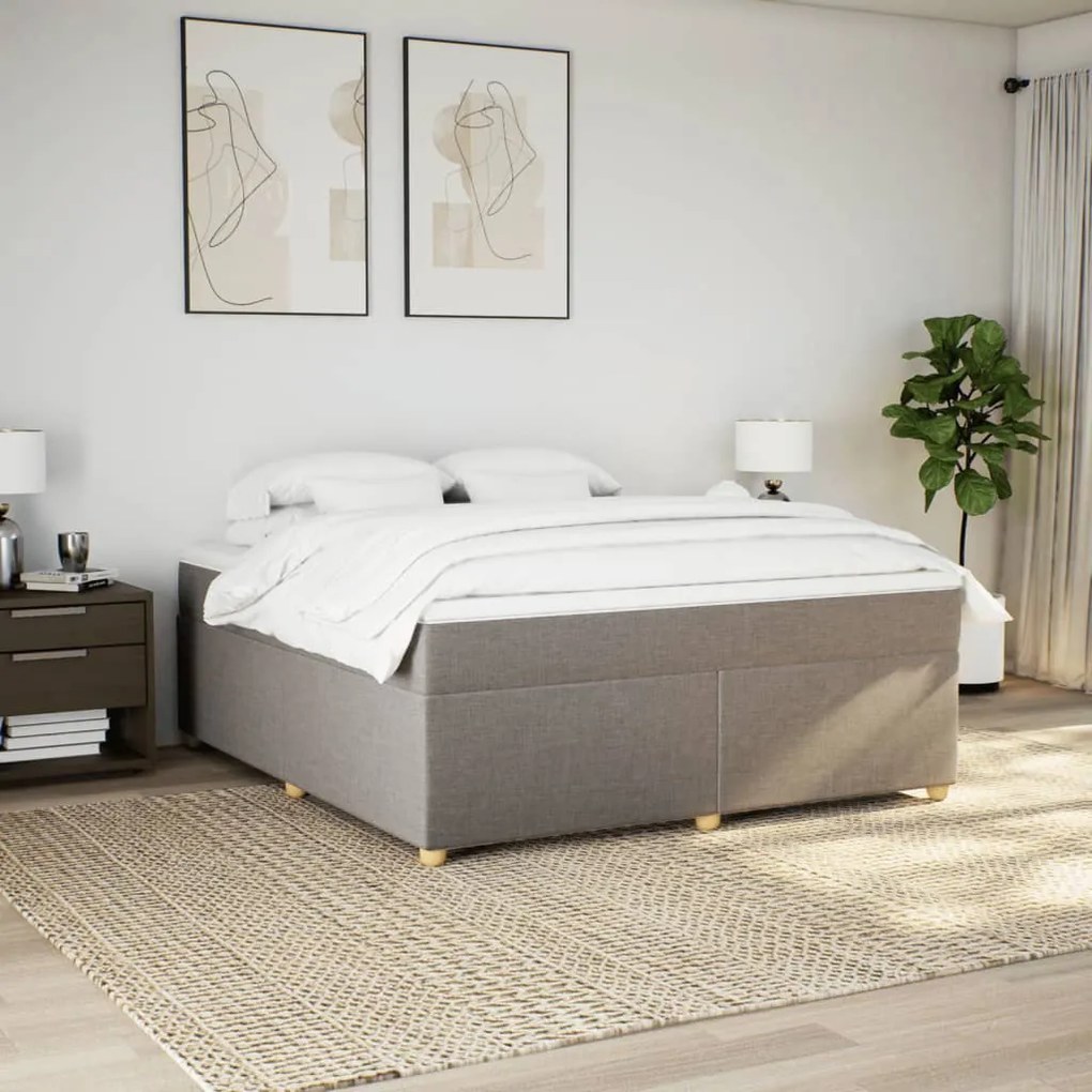 Cama com molas/colchão 180x200 cm tecido castanho-acinzentado