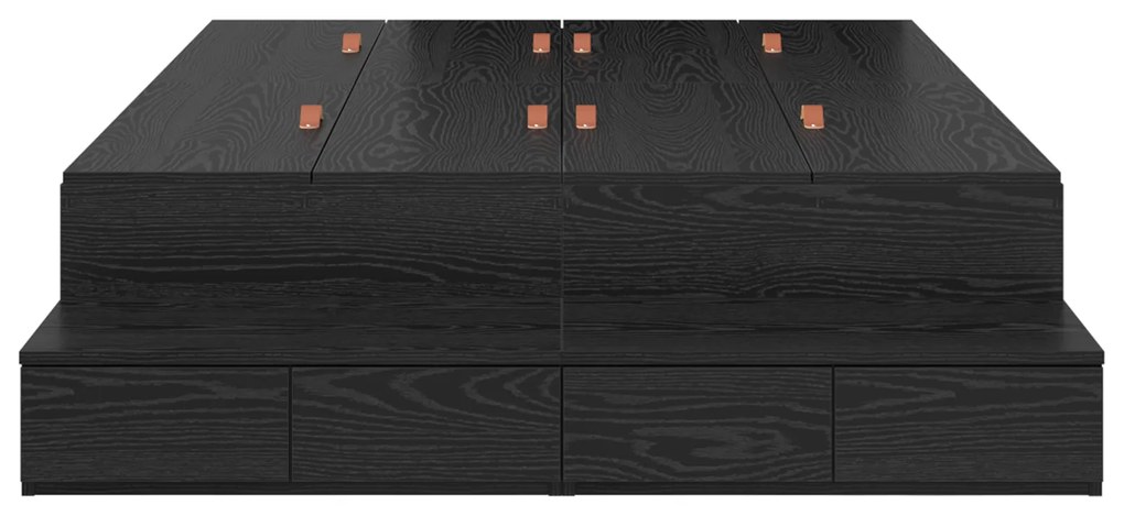 Cama de Armazenamento Preto Carvalho 120x190 cm