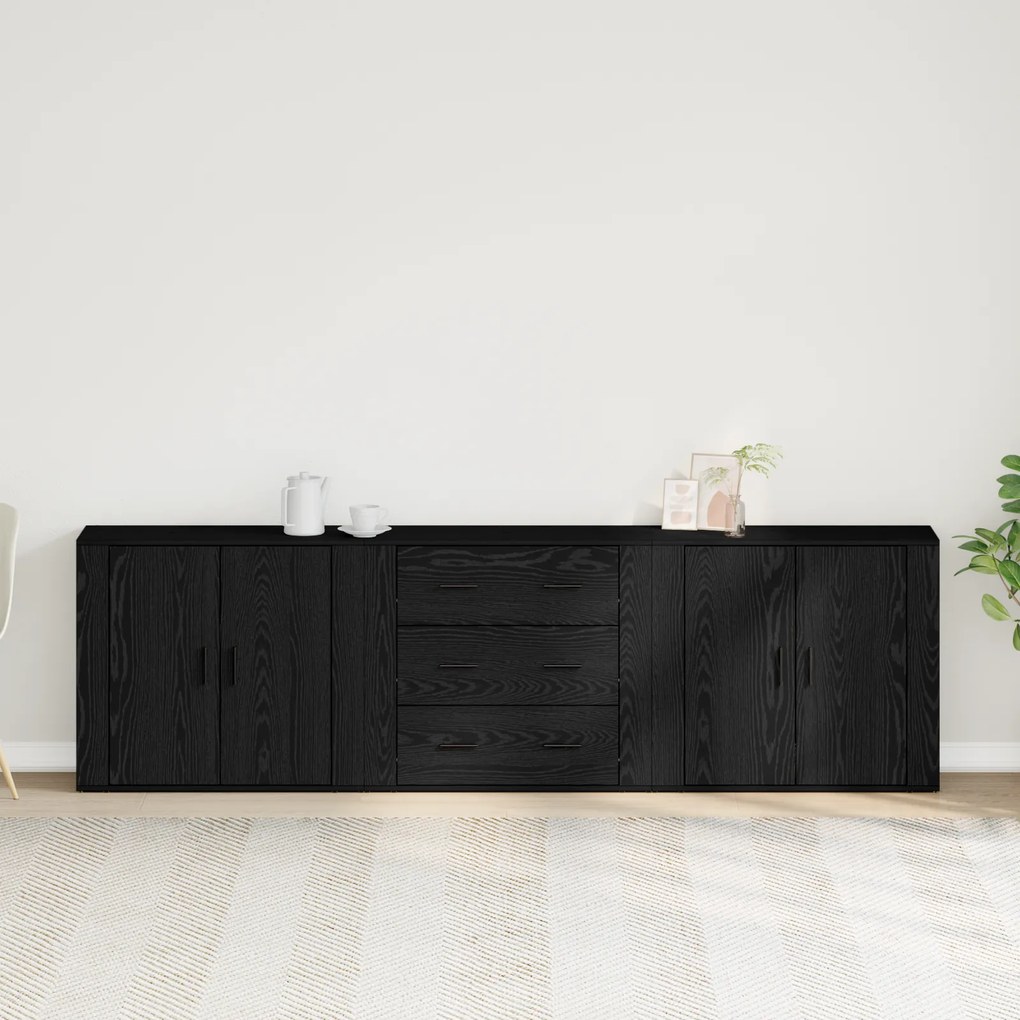 Buffets 3 pcs Carvalho Preto Madeira Engenheirada