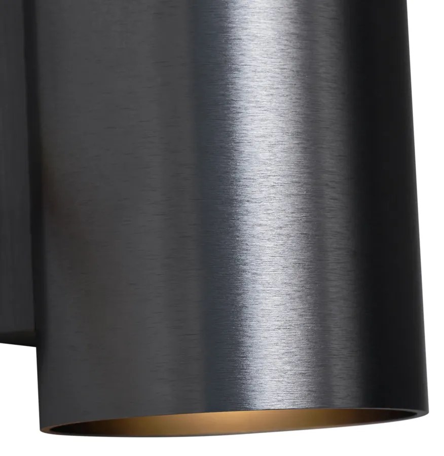 Candeeiro de Parede Moderno Gunmetal Redondo 2 Luzes GU10 50mm - Sandy