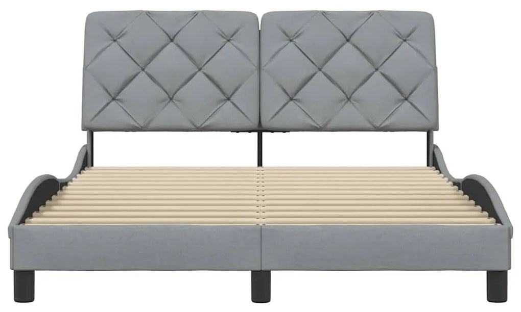 Estrutura de cama sem colchão 120x200 cm tecido cinzento-claro