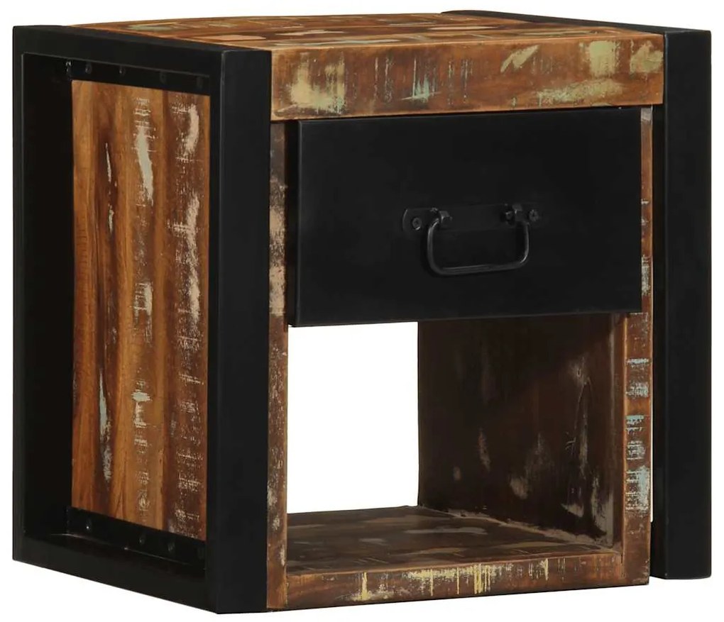 Mesa de cabeceira multicor 40x35x40cm madeira maciça recuperada