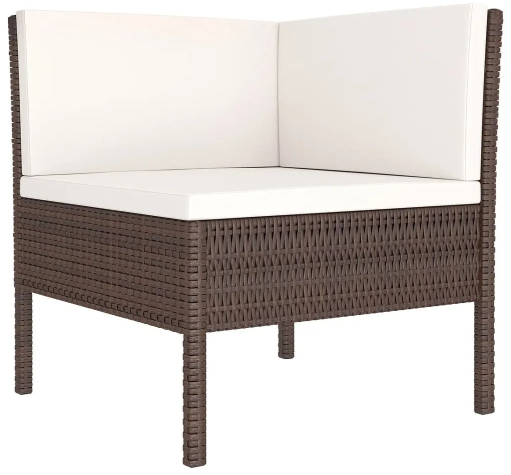 9 pcs conjunto lounge jardim c/ almofadões vime PE castanho