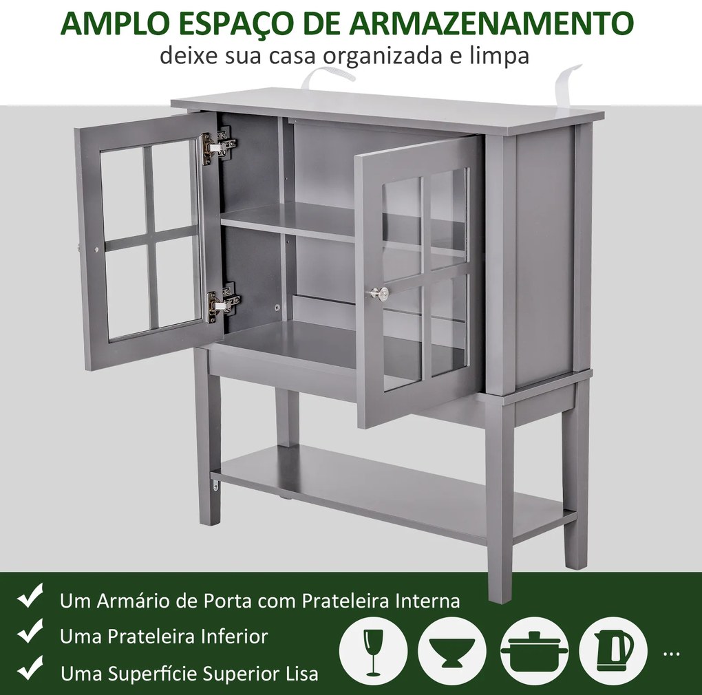 Móveis Auxiliares Compactos Aparador multifuncional 80x28x84cm Cinza