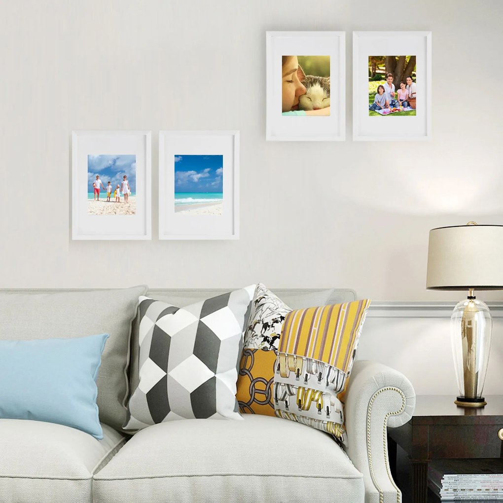 Conjunto de 3 molduras com passe-partout brancas