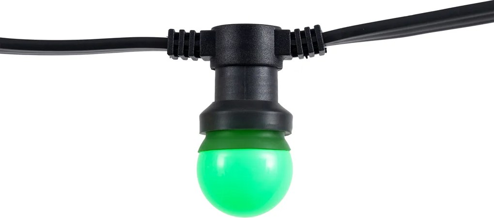 Fio de Luzes Preto Conectável com Ficha 6m incl. 10 Lâmpadas E27 Multicoloridas IP65 - Lubber