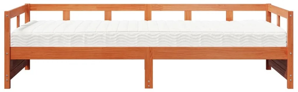 Sofá-cama com colchão 90x200 cm pinho maciço castanho-mel