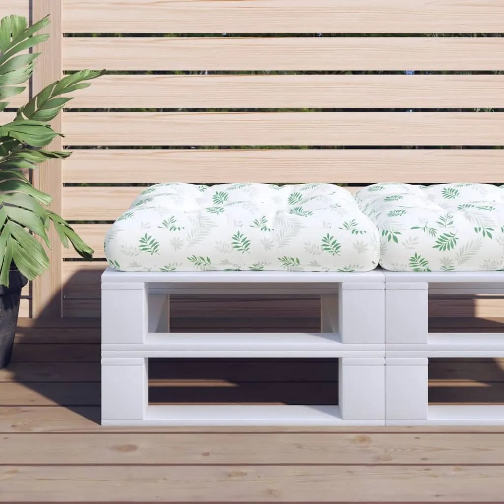 vidaXL Almofadão para sofá de paletes 60x60x12 cm tecido padrão folhas