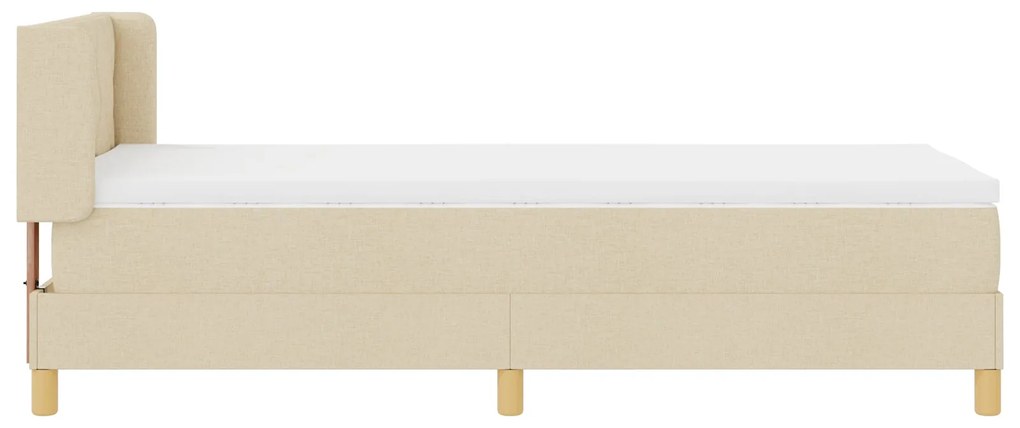 Cama box spring vidaXL com colchão creme 90x190 cm tecido, Cabeceira v
