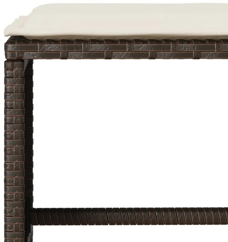 4 pcs conjunto sofás de jardim c/ almofadões vime PE castanho