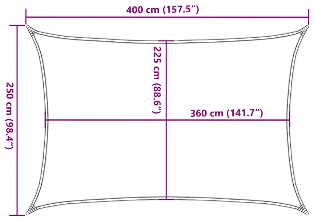 Para-sol estilo vela 160 g/m² 2,5x4 m PEAD vermelho