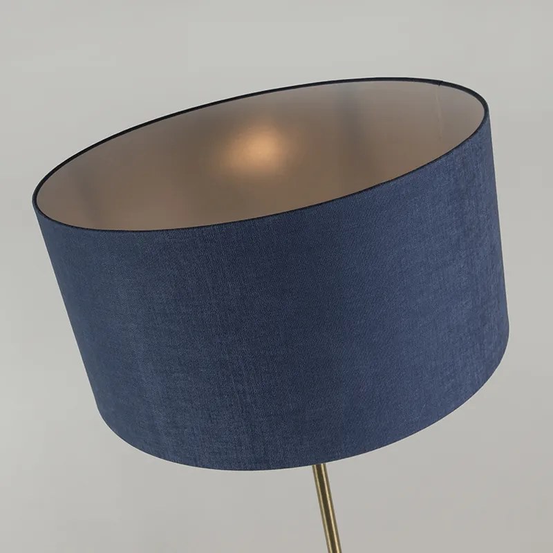 Candeeiro de pé em latão com abajur azul 50 cm - Kaso Moderno