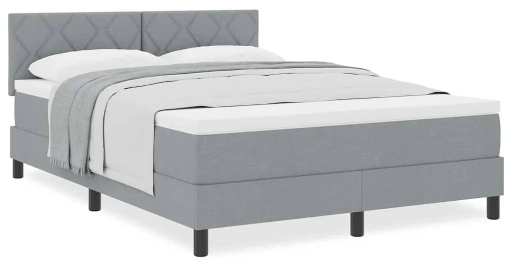Cama Box Spring com Colchão Cinza Claro 160x200 cm Tecido