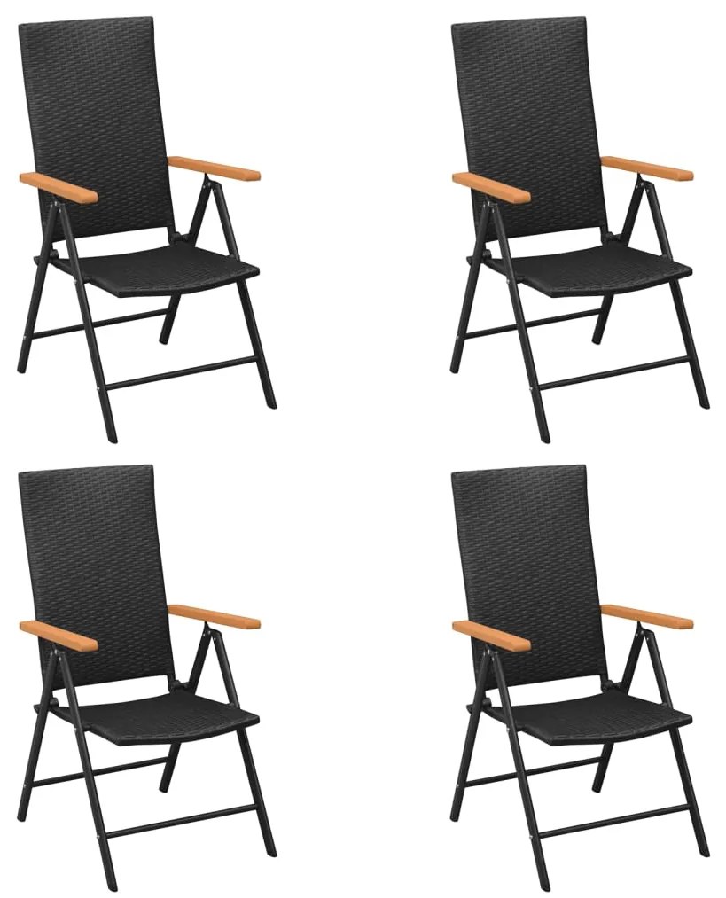 5 pcs conjunto de jantar p/ jardim vime PE preto e castanho