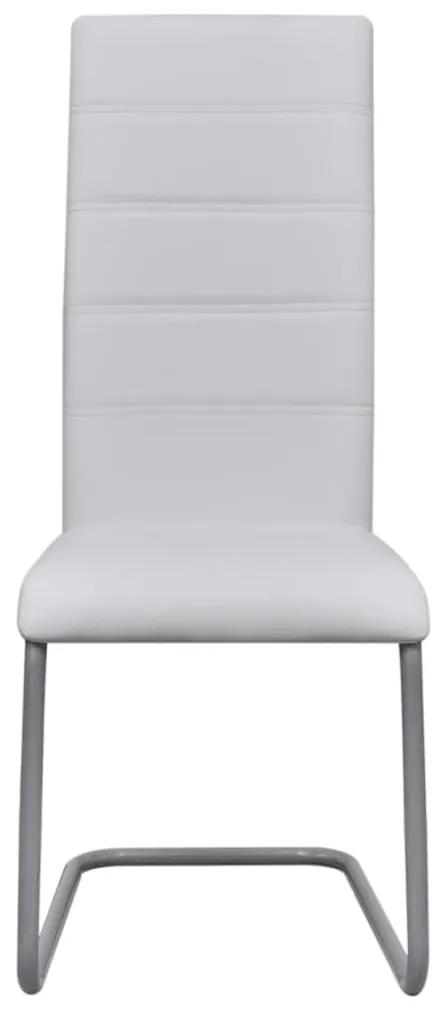 Cadeiras de jantar cantilever 6 pcs couro artificial branco