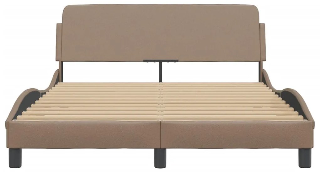 Estrutura cama c/ cabeceira couro artif. 140x190 cm cappuccino
