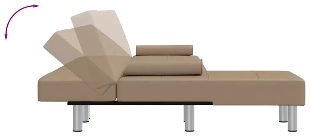 Sofá-cama em forma de L 255x140x70 cm couro artif. cappuccino