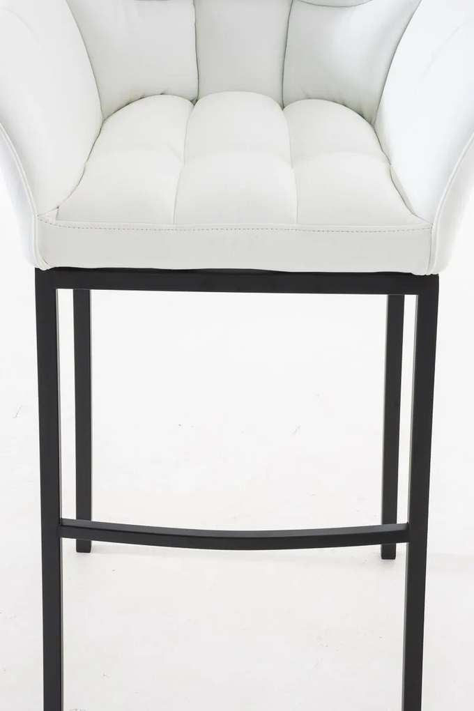Banco de bar Damaso em couro sintético e com estrutura preta 64 x 110 x 48 cm Branco
