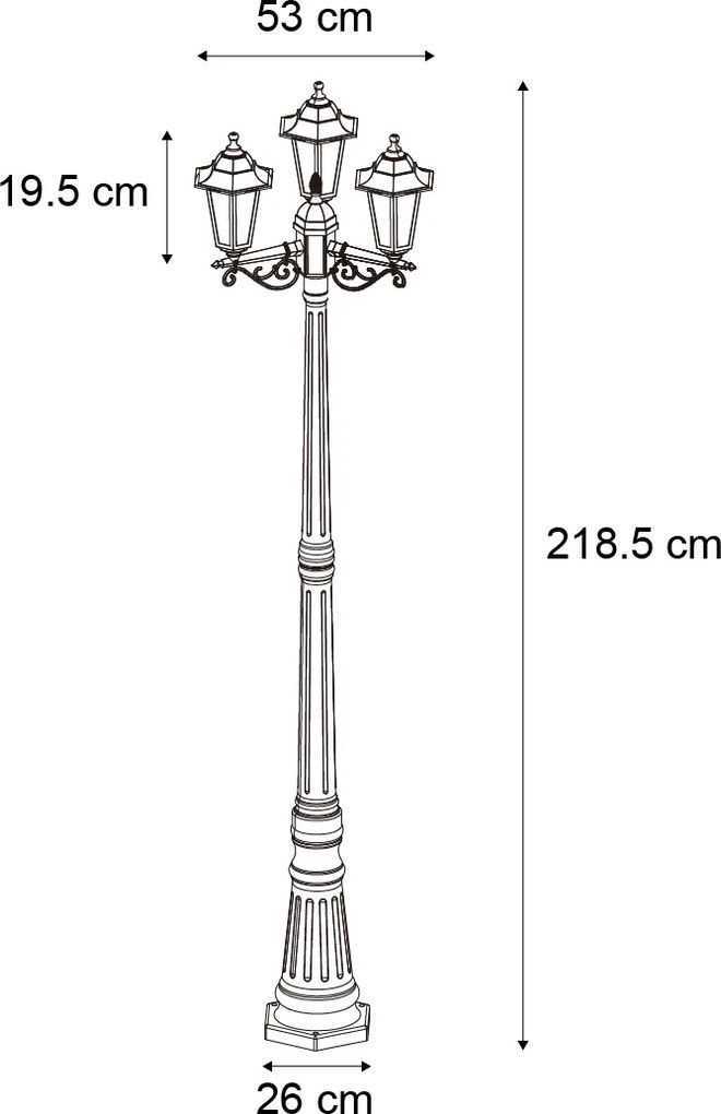 Poste de Exterior Clássico Preto 217cm IP44 - New Haven Hammered