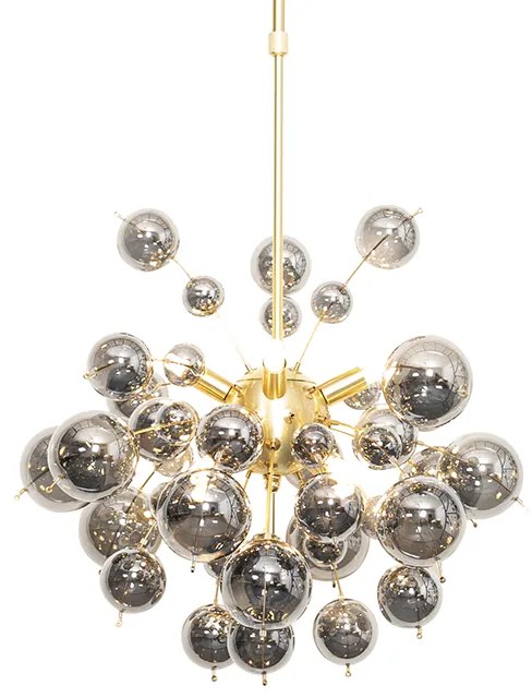 Candeeiro de suspensão design latão com vidro fumê 8 luzes - Explode Art Deco,Design