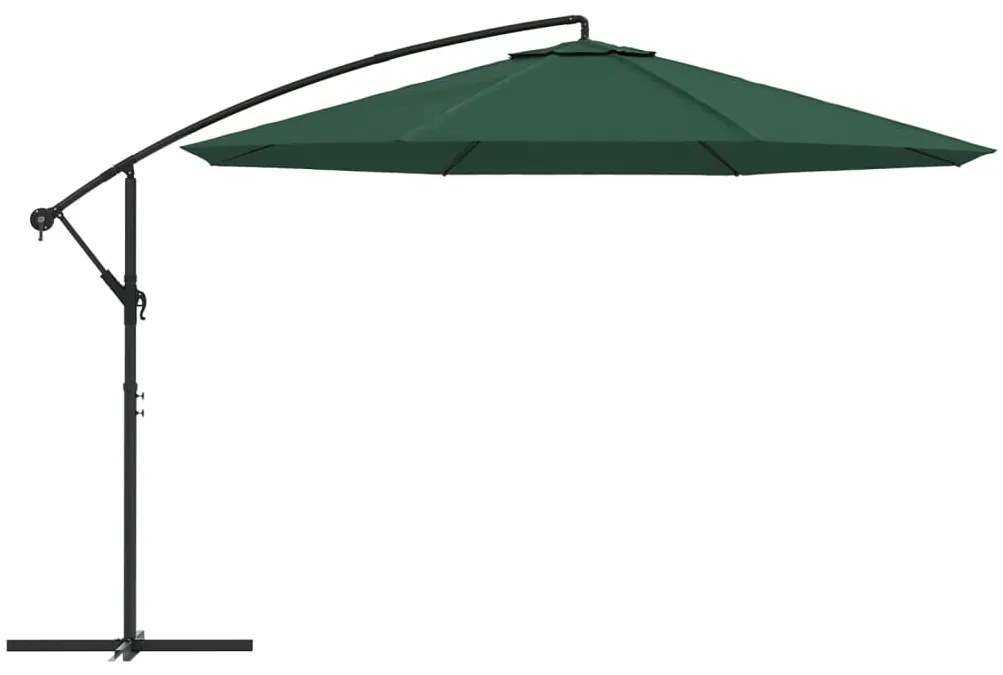 Guarda-sol de jardim cantilever 3,5 m verde
