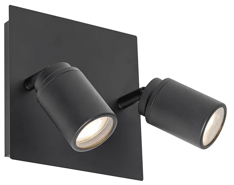 LED Foco de teto inteligente preto quadrado IP44 com 2 GU10 Wi-Fi - Ducha Moderno