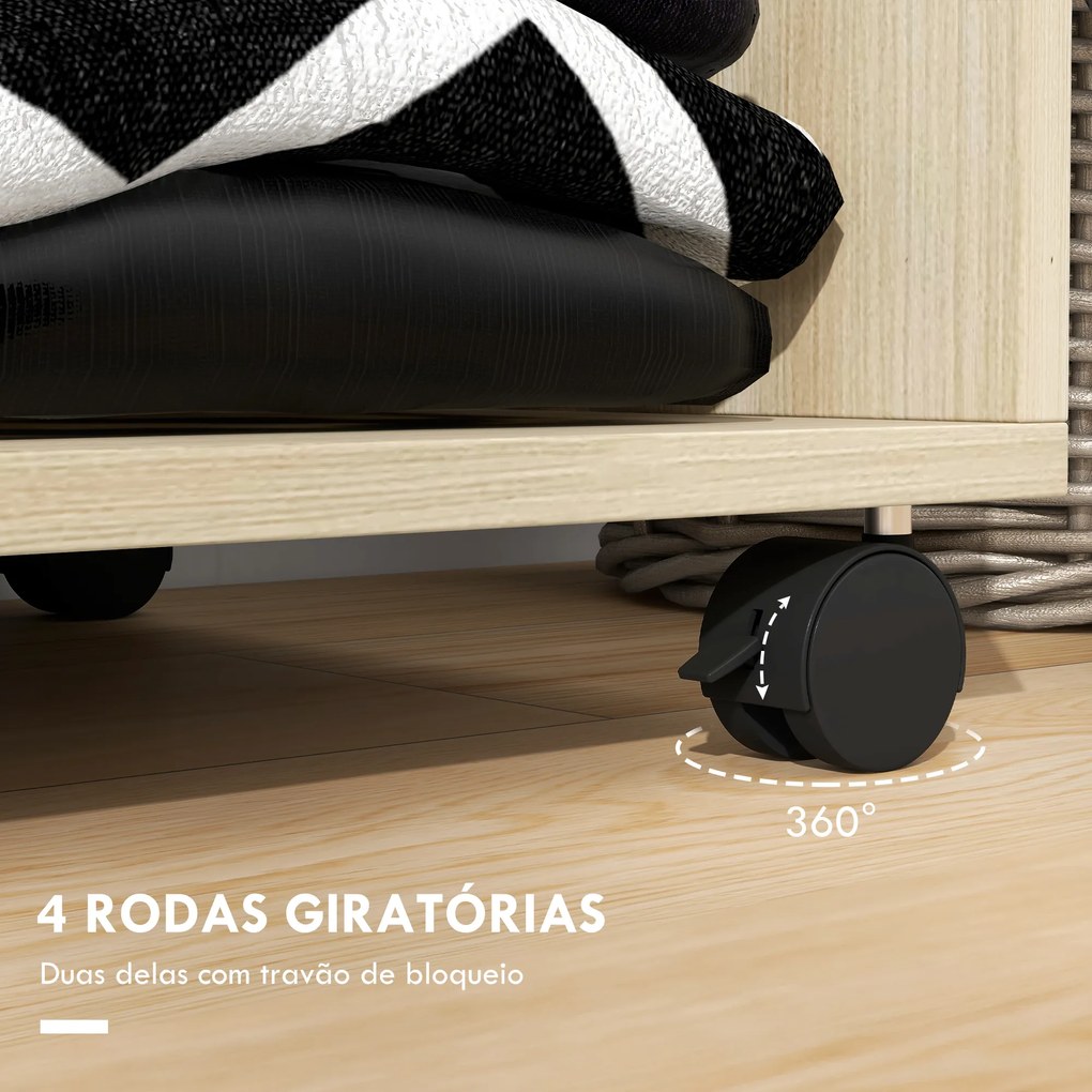 Guarda roupa de Madeira Móvel Armário Roupeiro Aberto com Barra para Pendurar e Prateleiras Organizadoras 60x40x128 cm Madeira