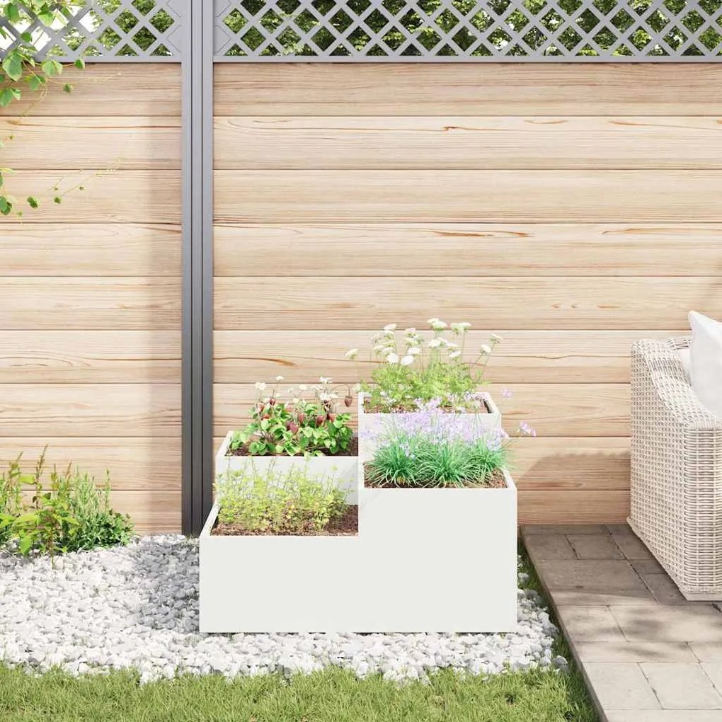 Jardineira vidaXL 100x100x48 cm Aço Branco