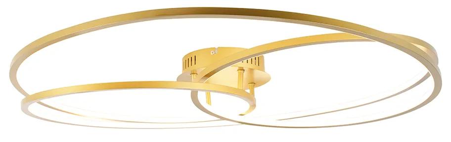 Luminária de teto dourada 78 cm incl. LED 3 passos regulável - Rowin Design