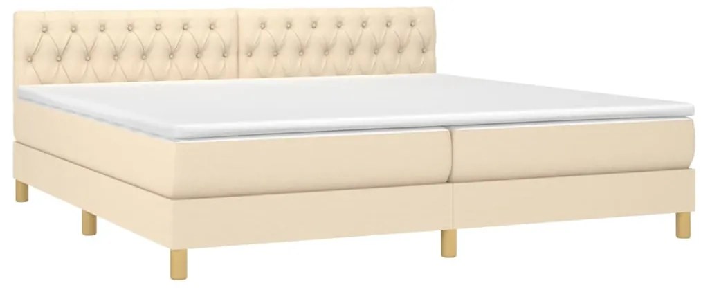 Cama com molas/colchão 200x200 cm tecido cor creme