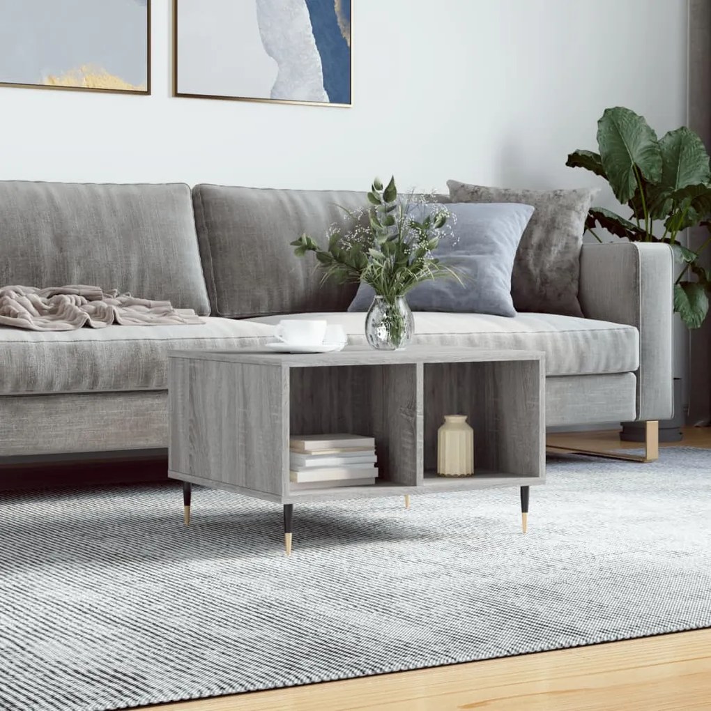 vidaXL Mesa de centro 60x50x36,5 cm derivados de madeira cinza sonoma