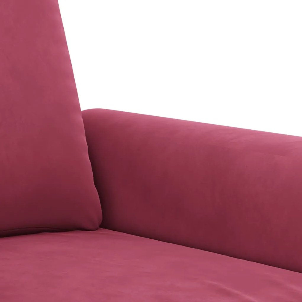 4 pcs conjunto de sofás com almofadas veludo vermelho-tinto