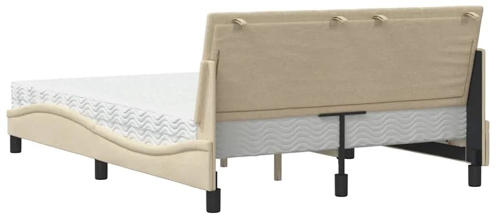 Cama com colchão 120x200 cm tecido cor creme