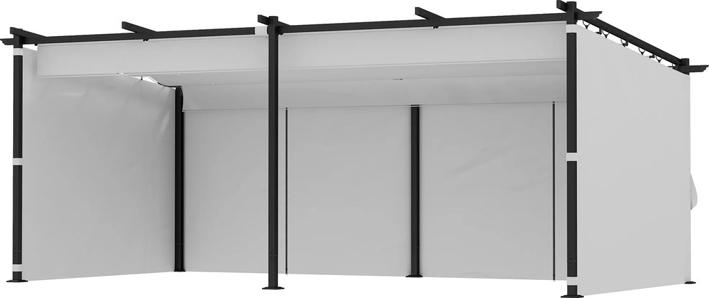Pérgula de jardim para exterior 3 x 6 m, pérgula deslizante e retrátil com laterais, abrigo solar UPF30+, cinzenta