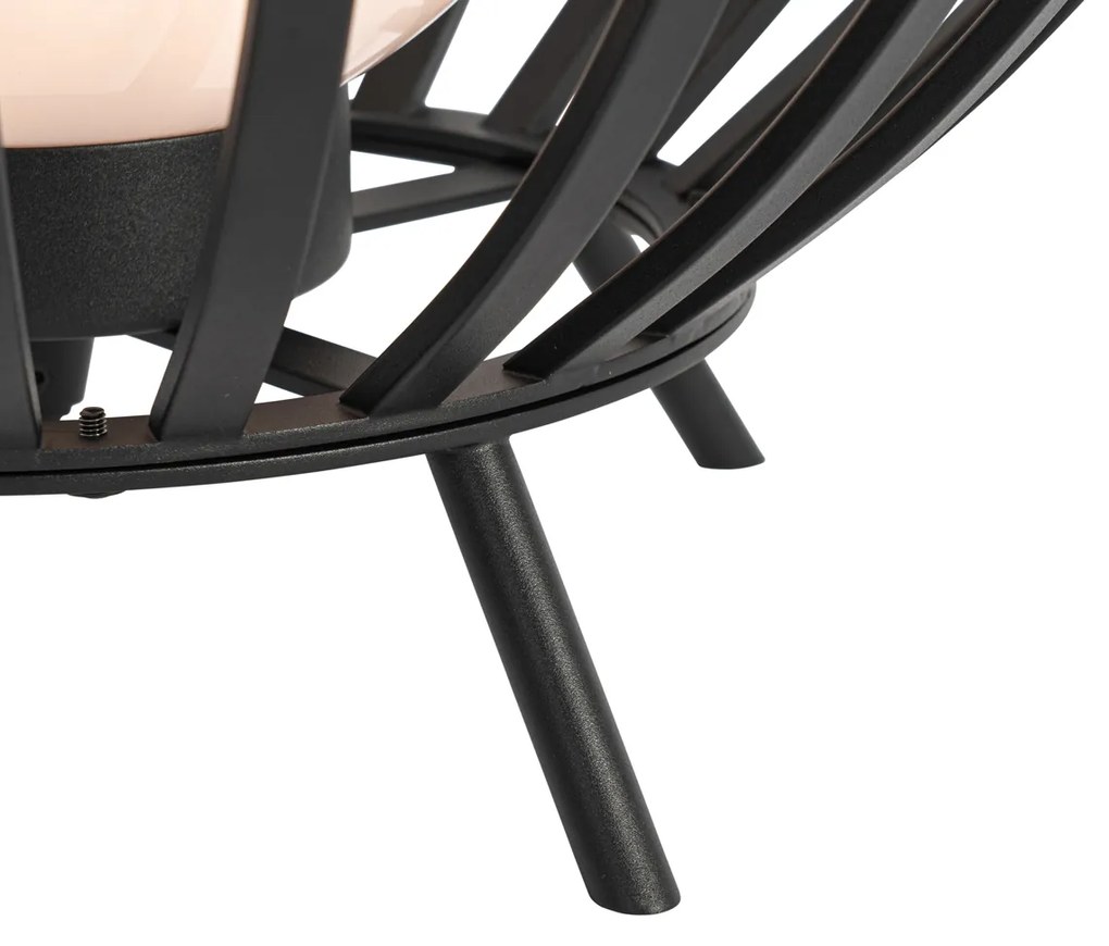 Candeeiro de pé design preto com opalino 70 cm - Angela