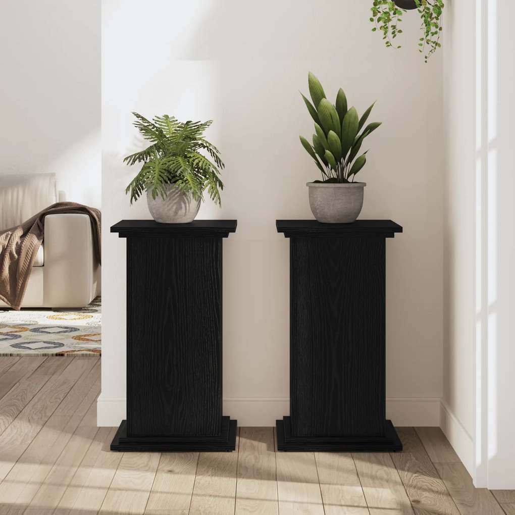 Suporte para Plantas Carvalho Preto 33x33x60 cm Madeira Revestida