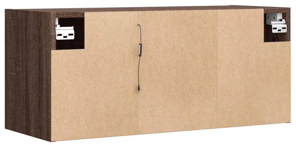 Móvel de parede p/ TV c/ luzes LED 80x31x35cm carvalho castanho
